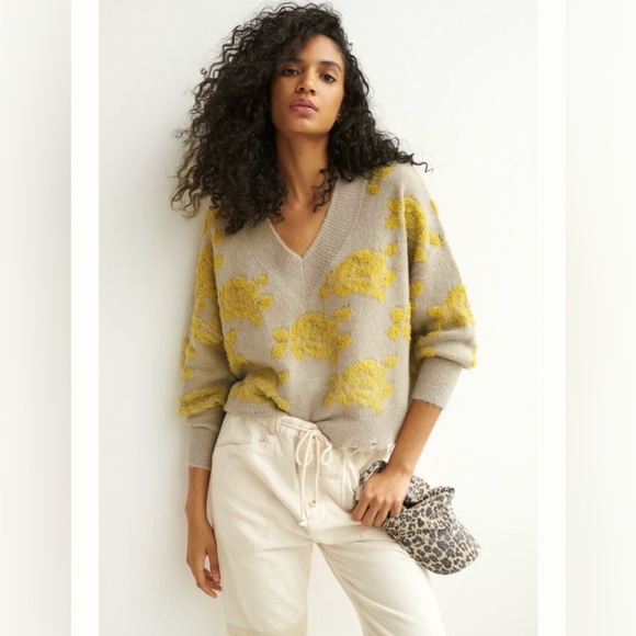 Anthropologie Sweaters - Anthropologie | Lucila Sweater Citron Floral Size L